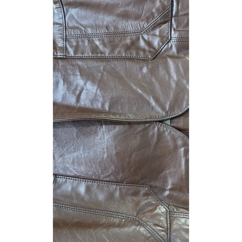 Vintage Lariat Leathers Brown Genuine Leather Blazer Sport Coat Mens 40‎ USA